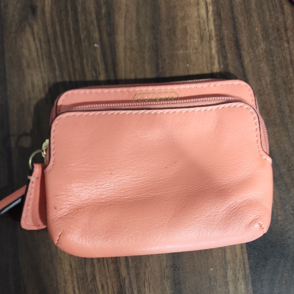 Coach  leather zipper wallet or keycase. 